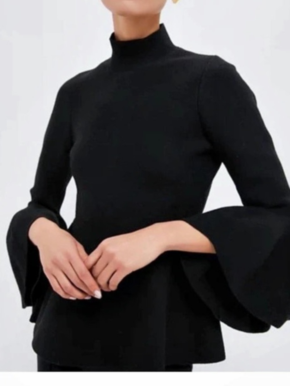 Tuckernuck Black Knit Isabella Top Bell Sleeve Black Medium